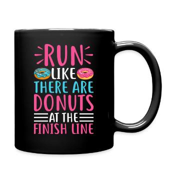 Lustiges Laufshirt Donut Motivation Joggen Sport - Tasse einfarbig - Schwarz - Rechts