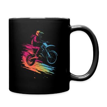 Frau Motocross vintage Motorrad Muttertag - Tasse einfarbig - Schwarz - Rechts