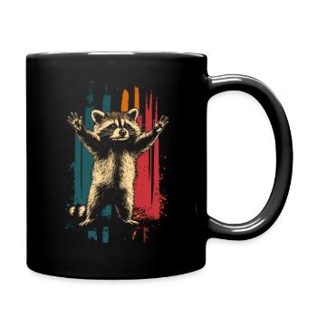 Waschbär mit ausgestreckten Armen - Tasse einfarbig - Schwarz - Rechts