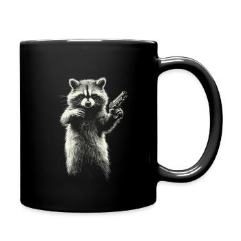 Raccoon with pistol - Full Colour Mug - black - Right