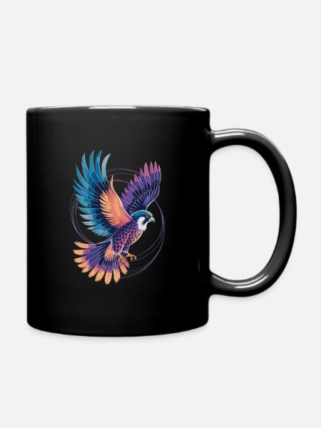 Majestätischer Falke – Aquarell-Raubvogel-Design - Tasse einfarbig - Schwarz