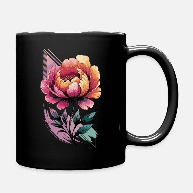 Elegante Pfingstrose - Tasse einfarbig - Schwarz