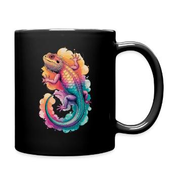 Aquarelle Dragon barbu – Reptile artistique - Mug uni - noir - Droite