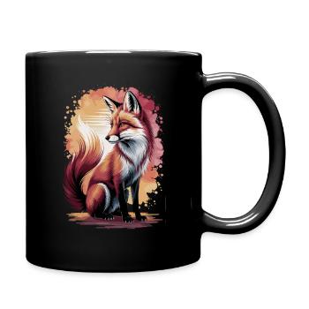 Majestic Fox Watercolor Forest Motif - Full Colour Mug - black - Right