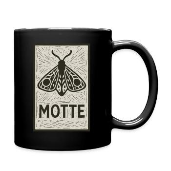Motte Linoldruck Vintage Design - Tasse einfarbig - Schwarz - Rechts