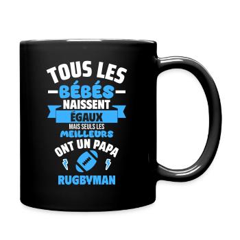Bébé Papa rugbyman cadeau de naissance humour - Mug uni - noir - Droite