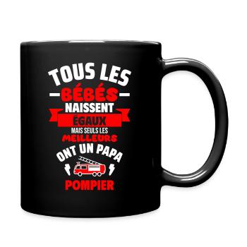 Bébé de Papa pompier,camion de pompier - Mug uni - noir - Droite