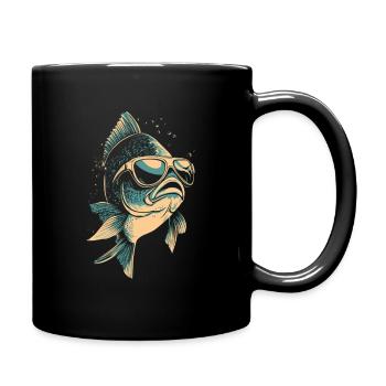 Fun fish for anglers - Full Colour Mug - black - Right