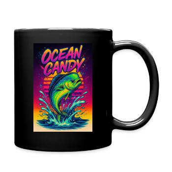 Mahi Mahi Ocean Candy – Buntes Fischerdesign - Tasse einfarbig - Schwarz - Rechts