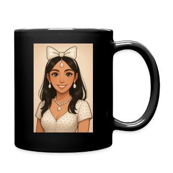élégante éblouissante fille souriante avec noeud en diamant un - Mug uni - noir - Droite