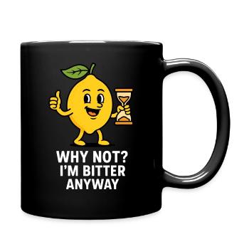 Bitter Lemon mit Sanduhr Design - Tasse einfarbig - Schwarz - Rechts
