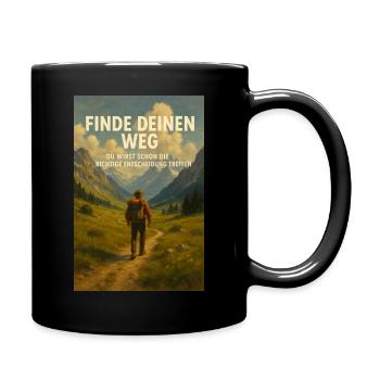 Finde deinen Weg in den Alpen - Tasse einfarbig - Schwarz - Rechts