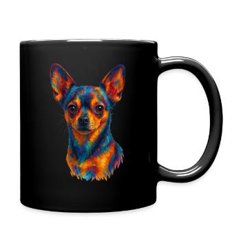 Chihuahua – Künstlerisch-realistisch, frontal - Tasse einfarbig - Schwarz - Rechts