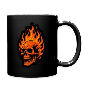 Skull on Fire - Full Colour Mug - black - Right
