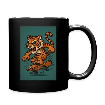 Skater Tiger - Tasse einfarbig - Schwarz - Rechts