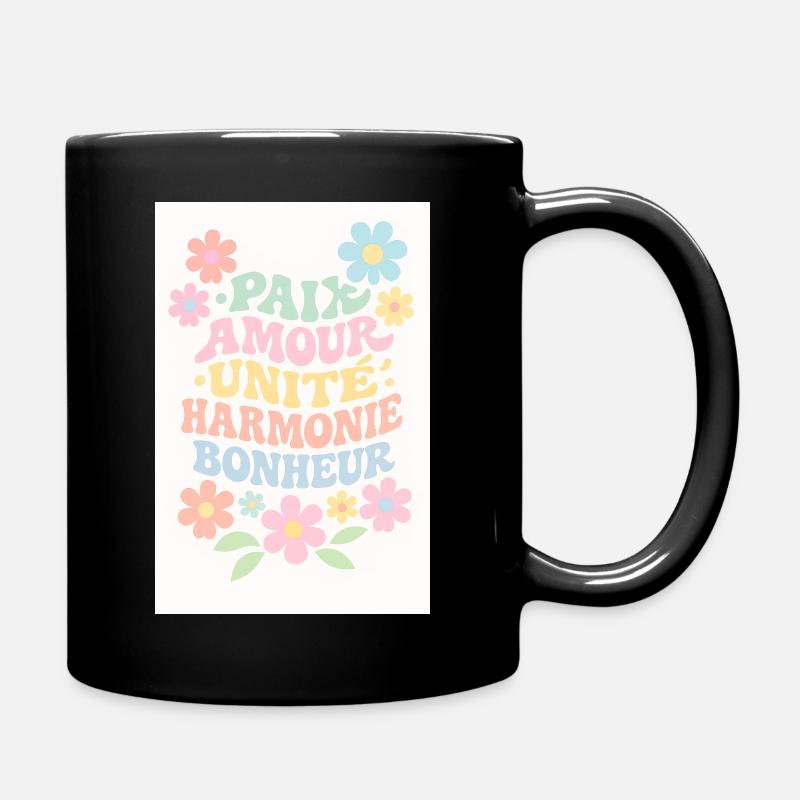 Peace and happiness - Mug uni - noir