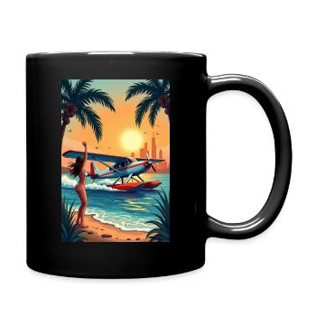 Urlaub - Tasse einfarbig - Schwarz - Rechts