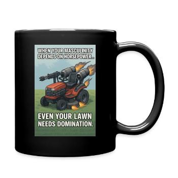 lawn needs domination? - Full Colour Mug - black - Right