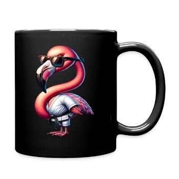 Cool Karate Flamingo With Sunglasses - Full Colour Mug - black - Right
