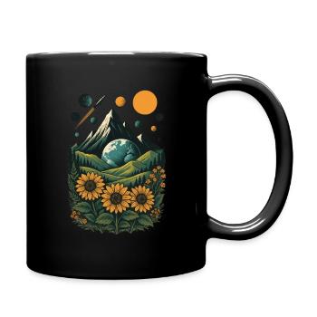 Sonnenblumen - Tasse einfarbig - Schwarz - Rechts