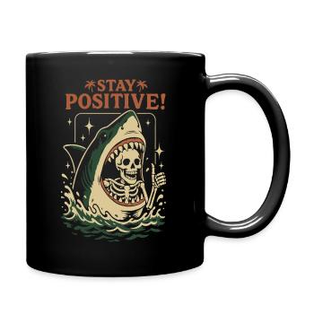 Requin et squelette restez positif - Mug uni - noir - Droite