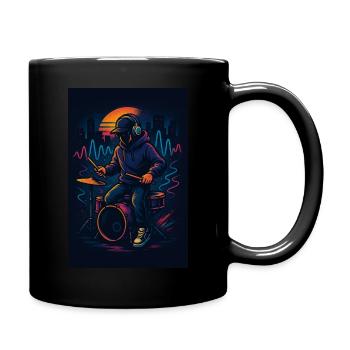 Neon Drummer - Full Colour Mug - black - Right