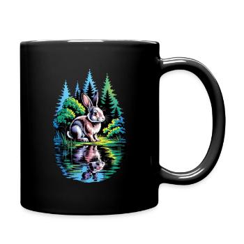 Kreatives Kaninchen-Motiv – Schöne Illustration - Tasse einfarbig - Schwarz - Rechts