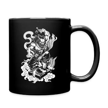 Tattoo Shirt: Demon on the record player for open-air - Full Colour Mug - black - Right