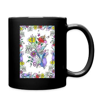 Blumen - Tasse einfarbig - Schwarz - Rechts