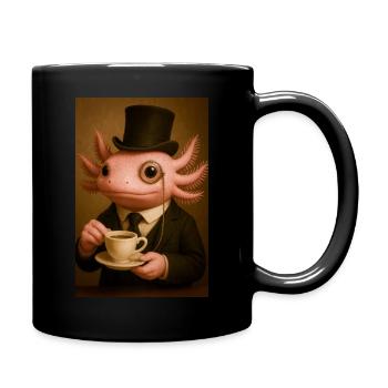 Dapper Axolotl with Coffee - Full Colour Mug - black - Right