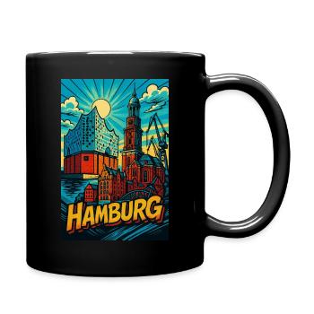 Hamburg Landmark - Full Colour Mug - black - Right