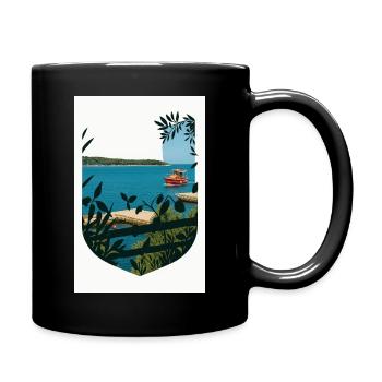 Island view – Croatian relaxation zone - Full Colour Mug - black - Right