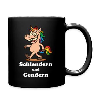 Schlender und Gendern - Tasse einfarbig - Schwarz - Rechts