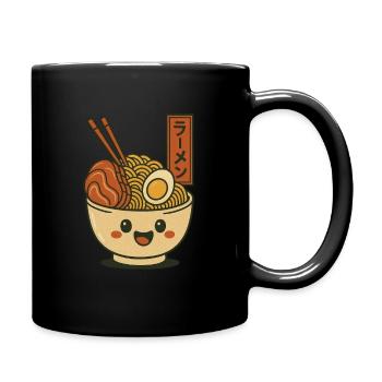 Streetfood-Szene mit Takoyaki, Yakitori, Bento - Tasse einfarbig - Schwarz - Rechts