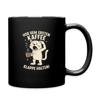 Kaffee Katze Montag Arbeit Büro Spruch - Tasse einfarbig - Schwarz - Rechts