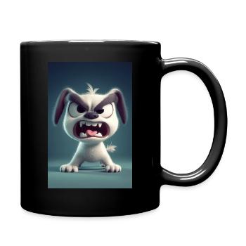 Grumpy Cartoon Dog Rage Mode - Full Colour Mug - black - Right