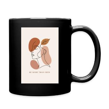 Minimalist portrait with empowering sheet and message - Full Colour Mug - black - Right