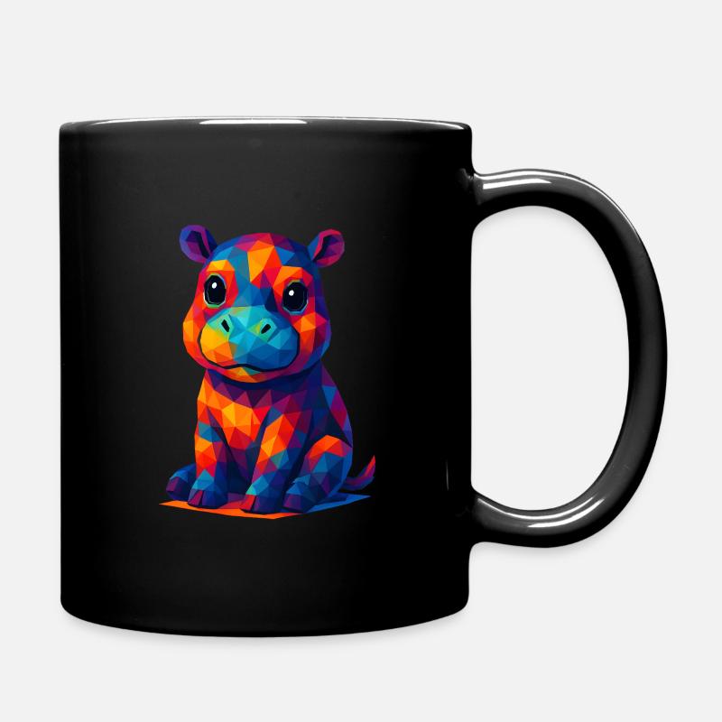 WPAP Polygon Kawaii Stil Baby Nilpferd Hippo - Tasse einfarbig - Schwarz