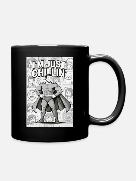 "Manga Hero: Just Chillin'" - Full Colour Mug - black