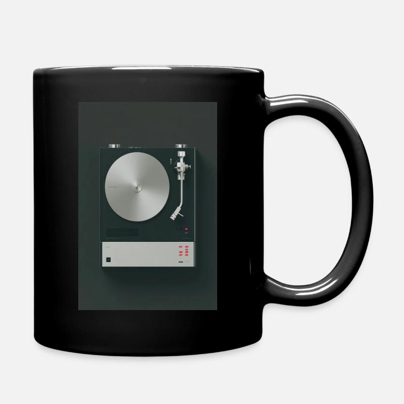 Minimalistischer Retro-Plattenspieler - Tasse einfarbig - Schwarz