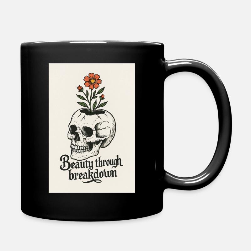 Blumenschädel Künstlerisches Design - Tasse einfarbig - Schwarz