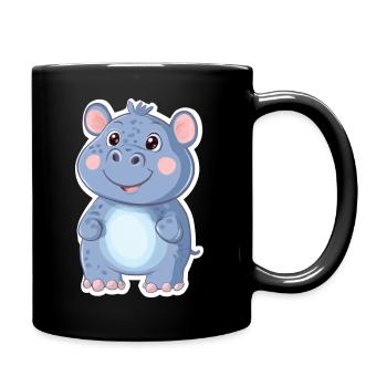Nilpferd - Tasse einfarbig - Schwarz - Rechts
