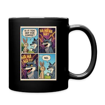  Too Hot Coffee Joke Comic - Funny Gift  - Full Colour Mug - black - Right