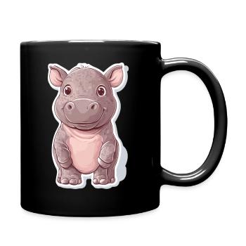 Nilpferd - Tasse einfarbig - Schwarz - Rechts