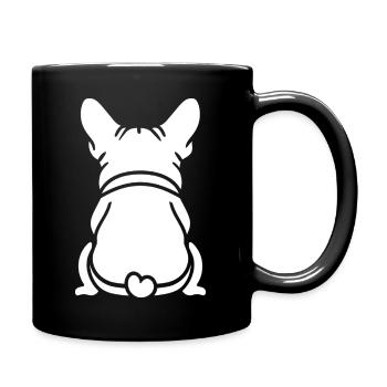 Bulldogge Illustration Herz sitzend - Tasse einfarbig - Schwarz - Rechts