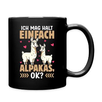 Alpaka Fan ICH MAG HALT EINFACH ALPAKAS Lustig - Tasse einfarbig - Schwarz - Rechts