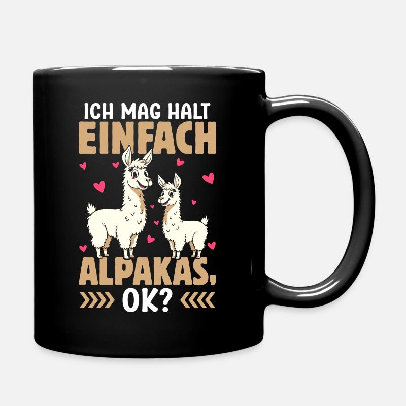 Alpaka Fan ICH MAG HALT EINFACH ALPAKAS Lustig - Tasse einfarbig - Schwarz
