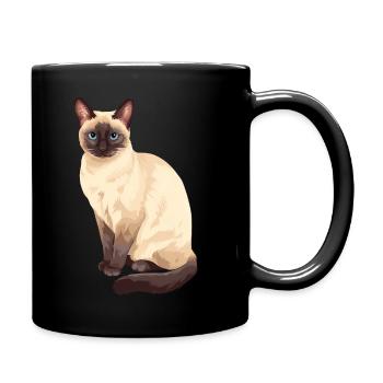 Siamese Cat Sitting Cat Lover - Full Colour Mug - black - Right
