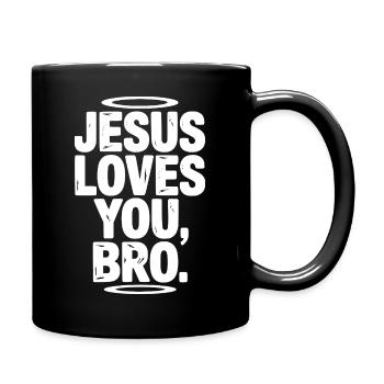 Jesus liebt dich, Bruder - Tasse einfarbig - Schwarz - Rechts
