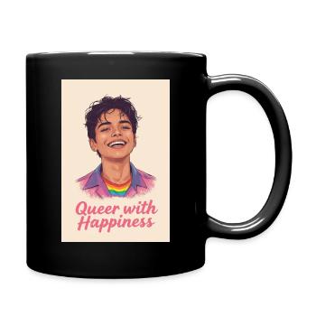 Queer with happiness - Tasse einfarbig - Schwarz - Rechts